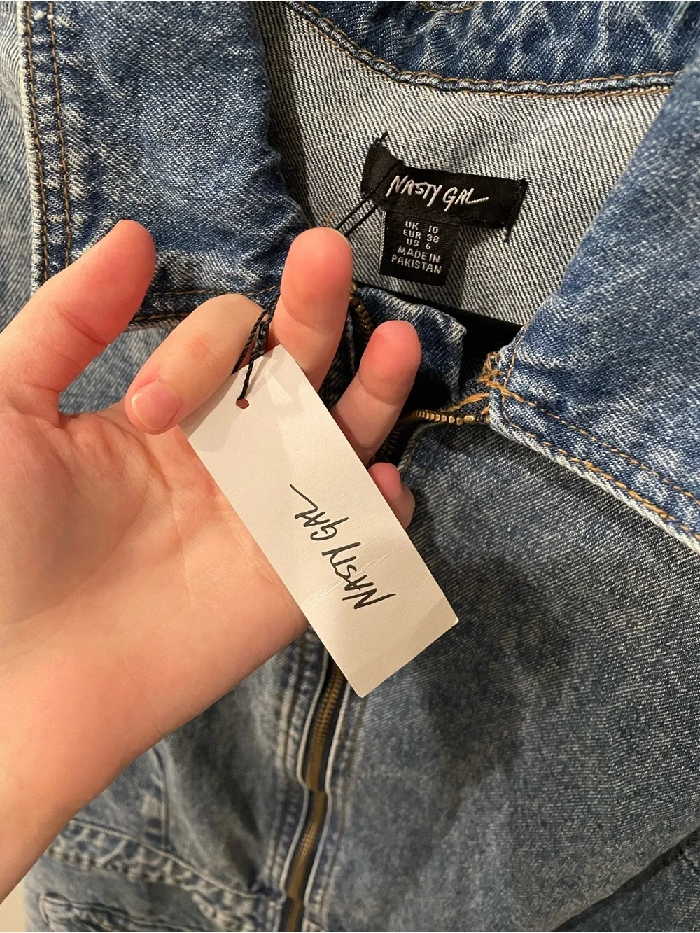 Nasty Gal Light Blue Denim Zip-Front Jumpsuit - Picture 6 of 7